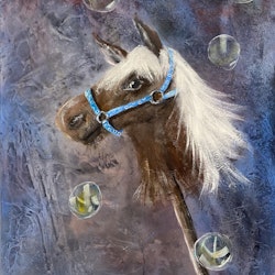 Käpphästen. Akrylmålning. Mått 100x80