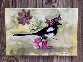 Canvastryck. Hej lilla skatan med blomsterkrans.
