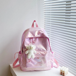 Kopia Holographic Pattern Functional Backpack With Bag Charm