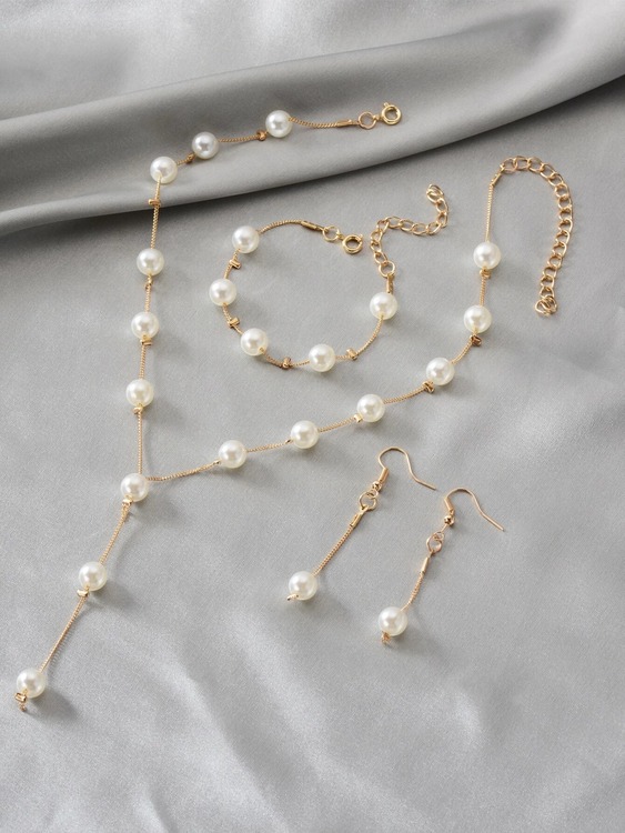 4 st faux pearl dekor smycken uppsättning