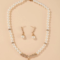 3 st Faux Pearl smycken med pärlor