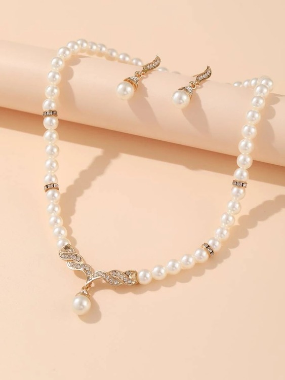 3 st Faux Pearl smycken med pärlor