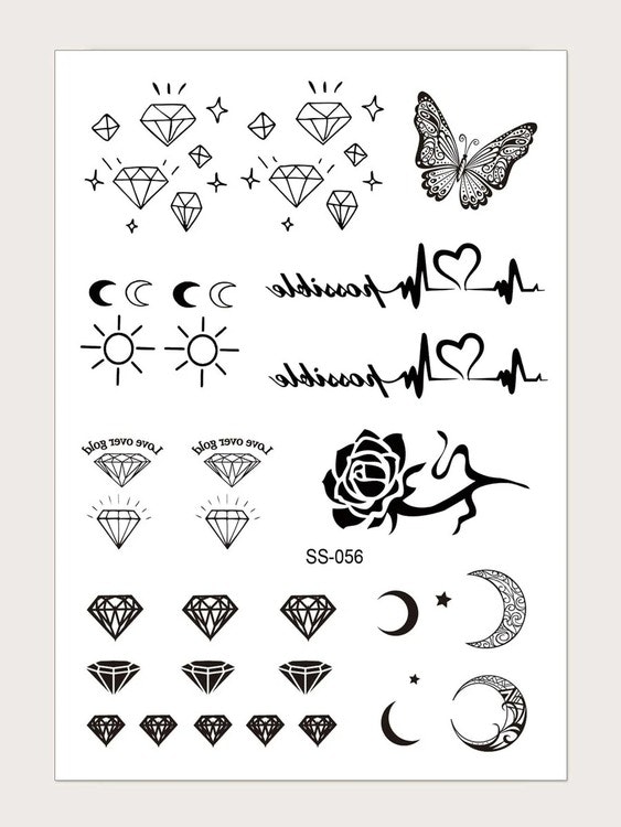 fjäril & måne mönster tatuering klistermärke blad - Iriseva