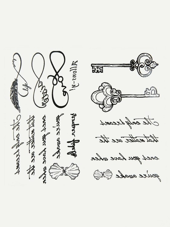 brev & nyckel tatuering klistermärke två ark