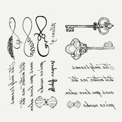 brev & nyckel tatuering klistermärke två ark