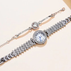 1 st Rhinestone Decor Quartz Watch & 1 st armband