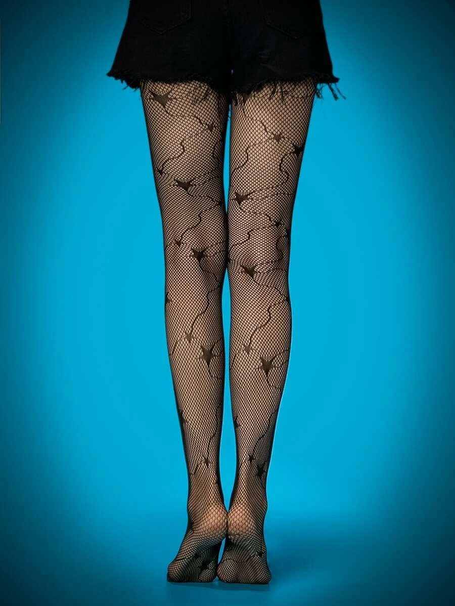 ROMWE Star Graphic Fishnet Tights