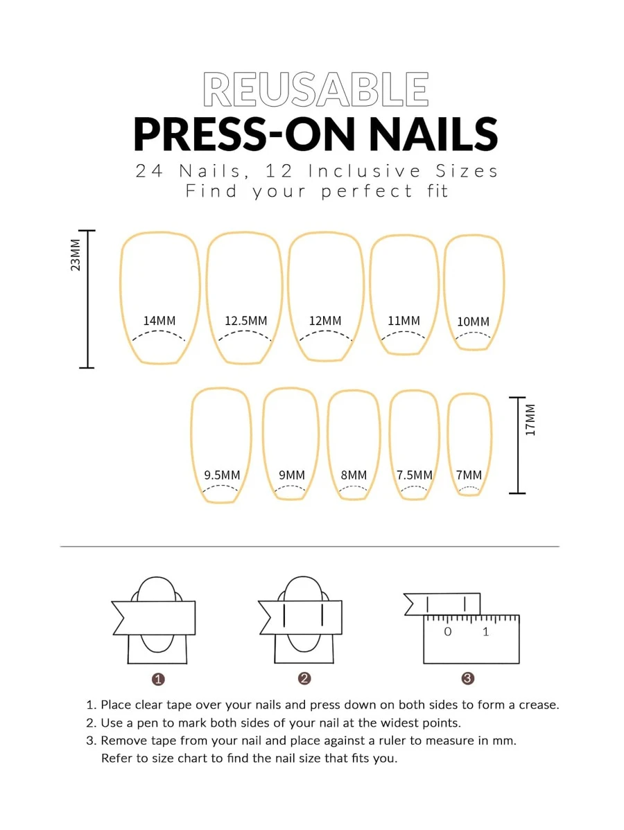 24pcs Ombre Fake Nail & 1pc Nail File & 1sheet Nail Tape