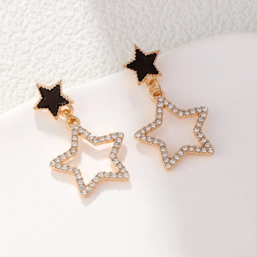 Rhinestone Star Drop Earrings