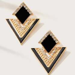 1pair Rhinestone Decor Geometric Earrings