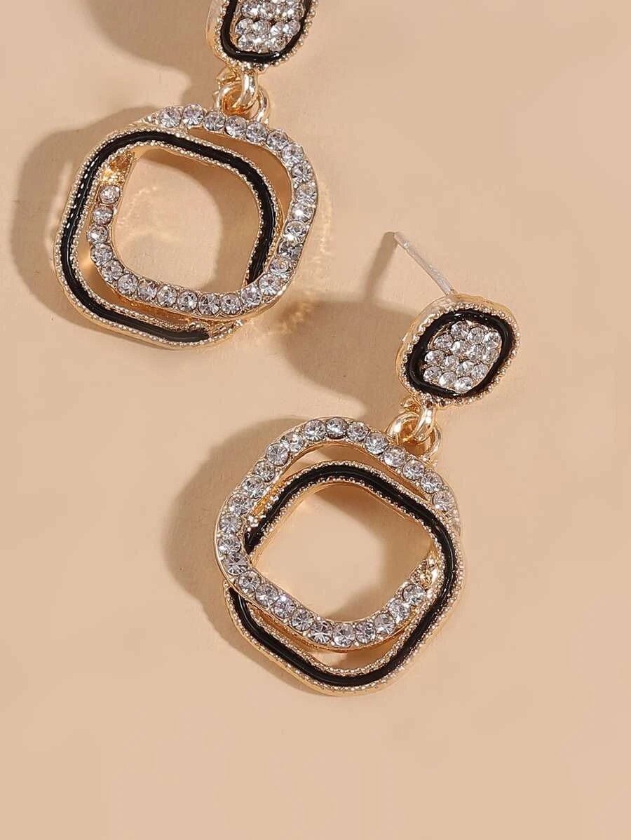 Rhinestone Decor Geometric Earrings