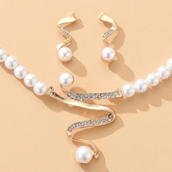 3pcs Rhinestone & Faux Pearl Decor Jewelry Set
