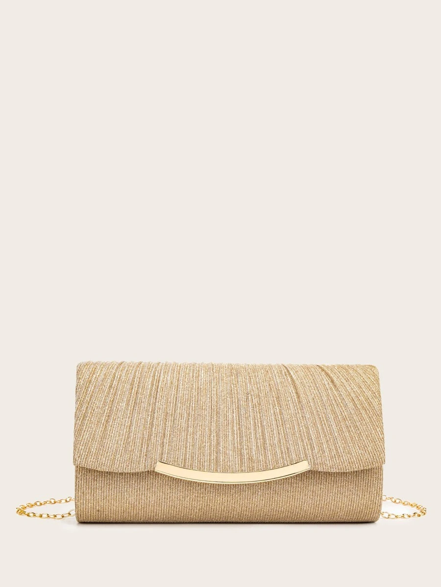 Ruched Design Chain Evening Bag