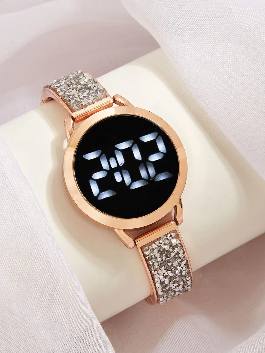 LED Display Round Electronic Watch