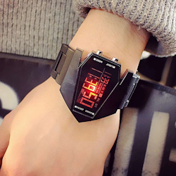 Men Structured LED Display Electronic Watch
