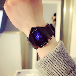 Men Structured LED Display Electronic Watch