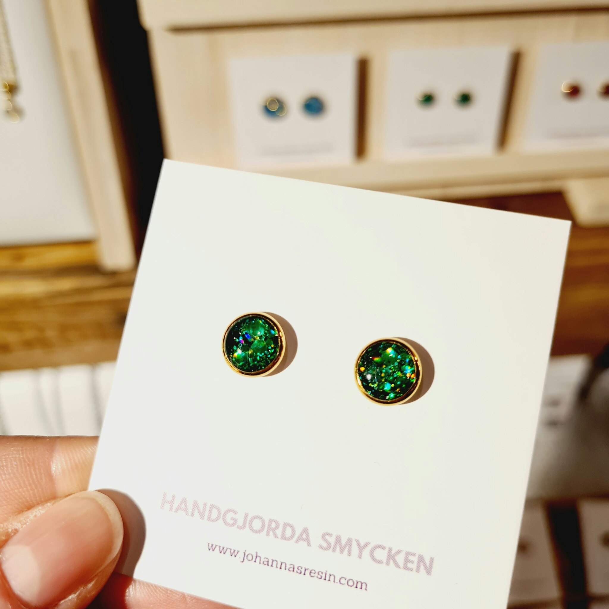 Guld med Grönt eller Rött glitter (10 mm)