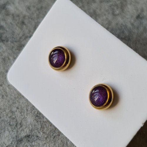 Örhänge MINI guld - lila (6 mm)