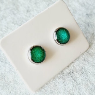 Örhänge MINI - mörk grön (8 mm)