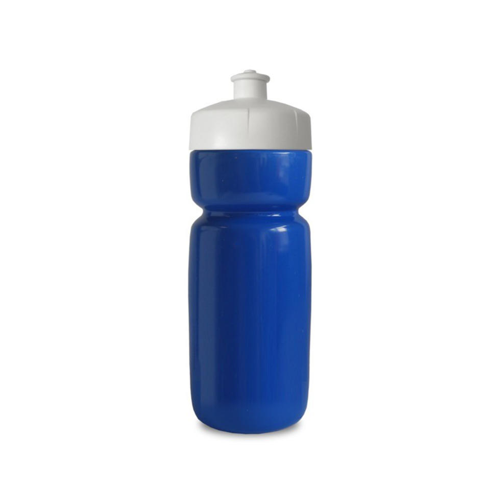 Blå vattenflaska i bioplast