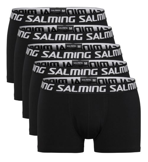 Svarta Salming-kalsonger i boxermodell. Salming-logo i resoren, 5-pack
