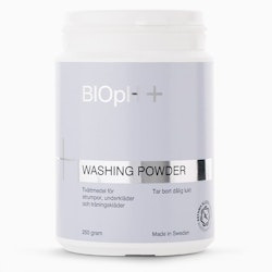 Tvättmedel, BIOpH + Washing powder 250 ml. För strumpor, under- & träningskläder, ull och andra känsliga textilier Bryter ned dålig lukt
