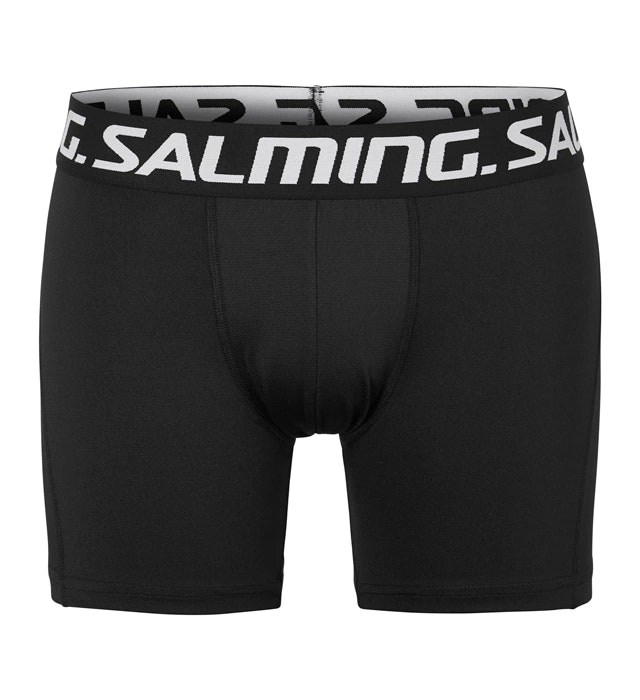 Svarta Salming-kalsonger i boxermodell. Salming-logo i resoren