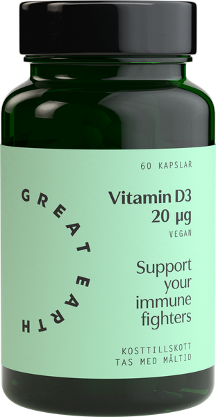 Great Earth, Vitamin D3 20 mcg, 60 kapslar