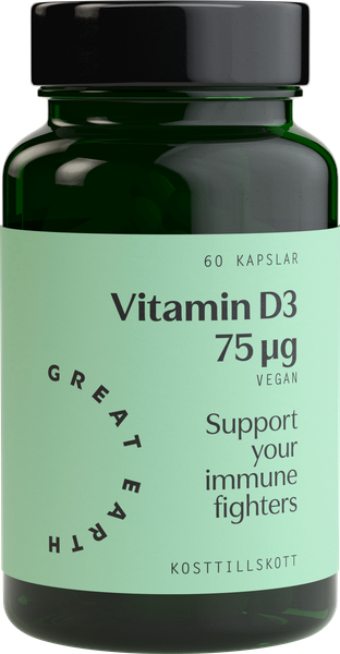 Great Earth, Vitamin D3 75 mcg, 60 kapslar