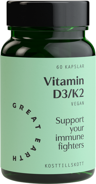 Great Earth, Vitamin D3/K2, 60 kapslar