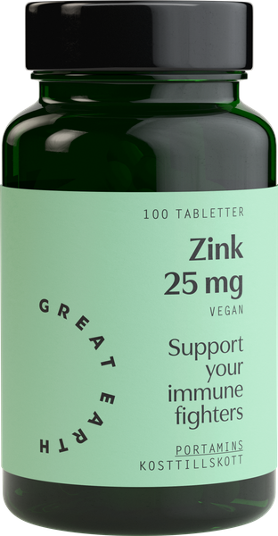 Great Earth, Zink 25 mg tab, 100 tabletter