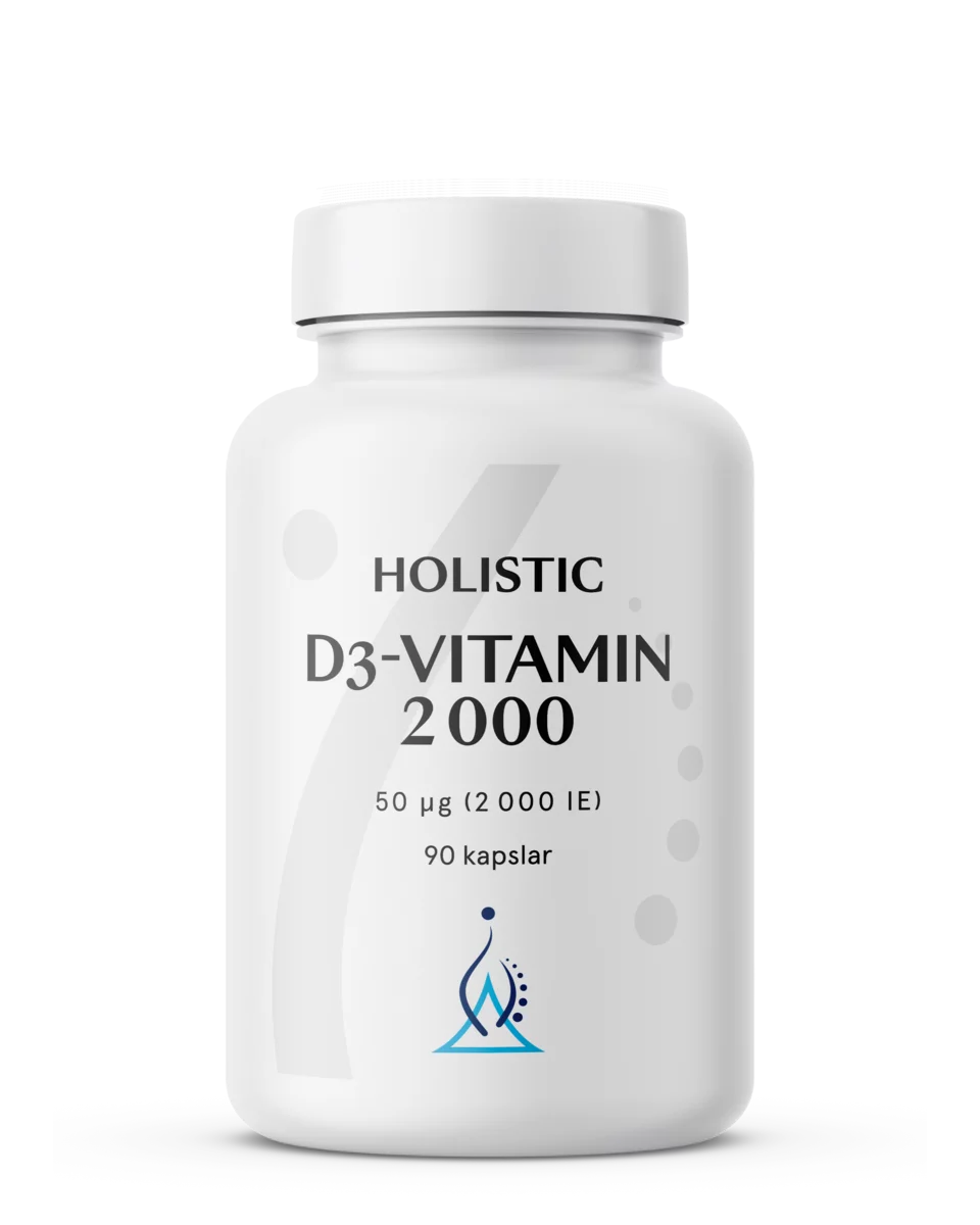 Holistic, D3-VITAMIN 2000, Bidrar bl.a till immunsystemets normala funktion och bibehållen normal benstomme. 90 KAPSLAR