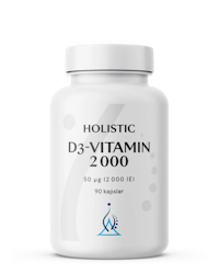 Holistic, D3-VITAMIN 2000, Bidrar bl.a till immunsystemets normala funktion och bibehållen normal benstomme. 90 KAPSLAR
