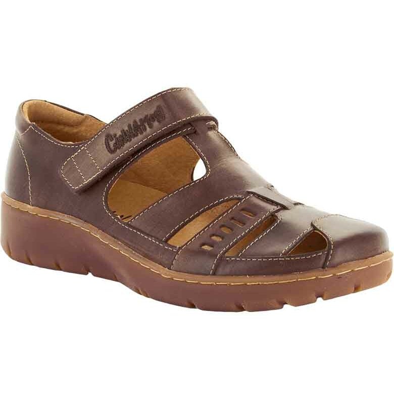 Cinnamon - Kaja mörkbrun stängd sandal med kardborre