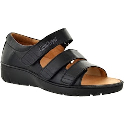 Cinnamon - Kayla svart sandal med hälkappa och stretchparti