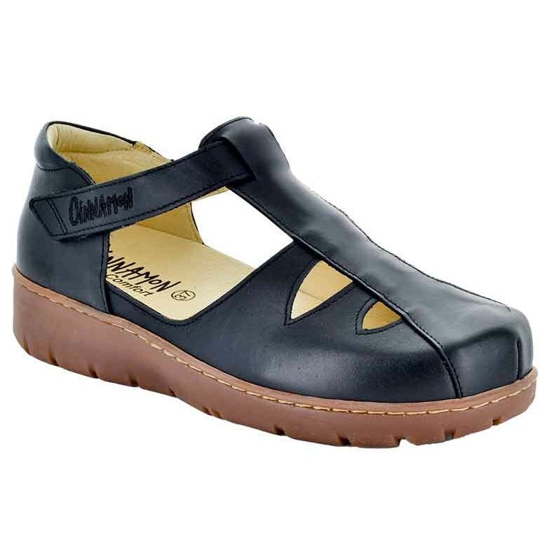 Cinnamon - Pella svart, extra bred sandal