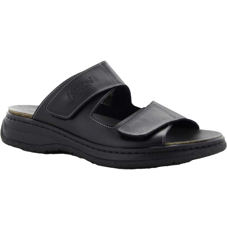 Cinnamon - Simon svart slip-in sandal med kardborrar