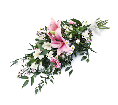 Lösbunden bukett i rosa och vita toner