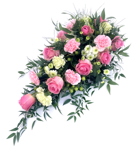Låg dekoration i rosa och lime