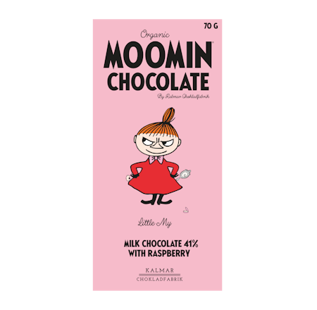 Organic Moomin Chocolate Little My – Mjölkchoklad 41% med hallon