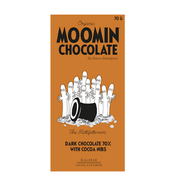 Organic Moomin Chocolate The Hattifatteners – Mörk choklad 70% med kakaonibs