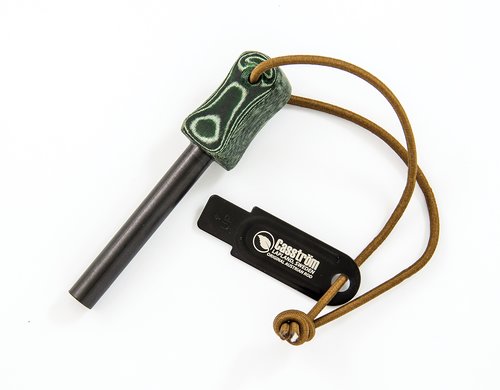 Casstrom Fire steel striker rod, Green Micarta
