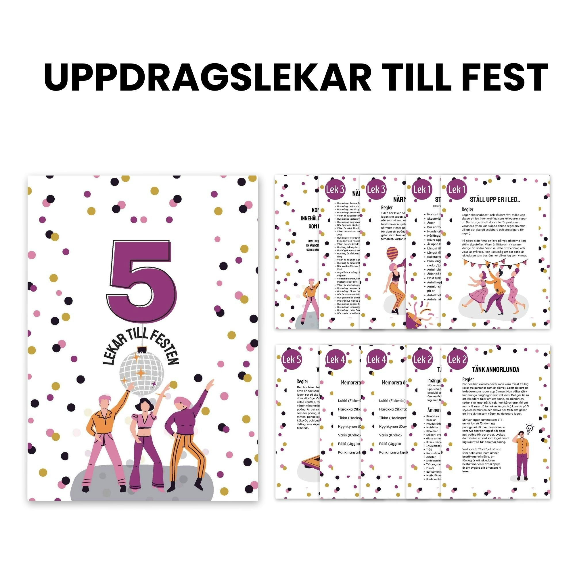 5 lekar till festen - Uppdragslekar