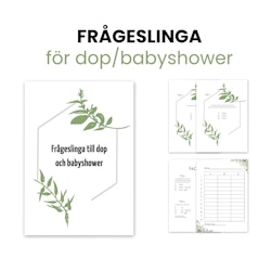 Frågeslinga passar till dop eller babyshower