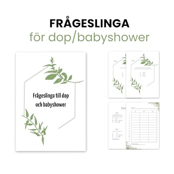 Frågeslinga till dop eller babyshower