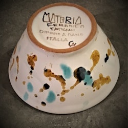 Fantasia handgjord skål 4 x 8,5 cm. Turkos/brun.