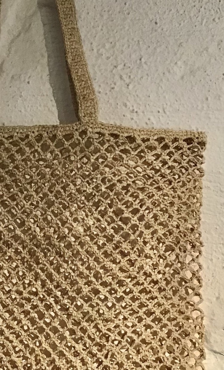 Crochet stråväska. Ljus naturfärg.