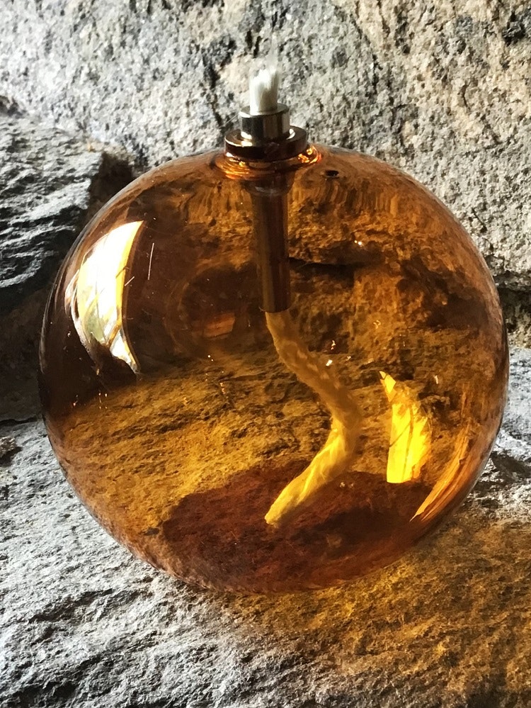 Oljelampa rund 9 cm. Amber.