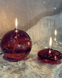 Oljelampa ellipse 10 cm. Bärnsten.