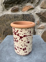 Handgjord krus 15 cm. Spruzzi. Vinrött.